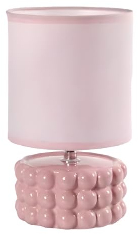 MA MAISON Lampada da Tavolo con Base Tonda in Ceramica - Comodino, Cavo Elettrico, Moderna, Soggiorno, Paralume, Camera da Letto, Abat Jour, d'Appoggio, Illuminazione - Effetto Bubble con Bolle