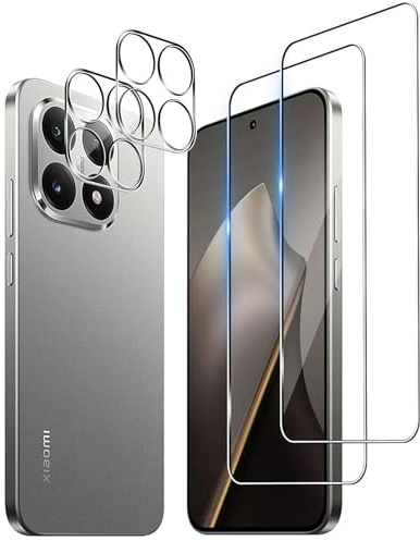 Ebzzliy Protector de Pantalla para Xiaomi 15T/15T Pro, 9H Dureza | [2 Piezas] HD Cristal Templado+ [2 Piezas] Protector de Lente de Cámara, Sin Burbujas, Ultra Transparente, Ultra Resistente