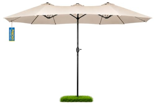 Pincho Sombrilla Parasol Doble para Jardín 4,60x2,70x2,38 m Sombrilla Gigante Anti UV con Manivela para Exterior Patio Terraza Piscina Color Beige