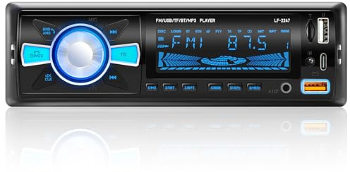 RDS-Bluetooth-Autoradio mit Typ-C-Ladeanschluss, FM/AM, Bluetooth 5.0 Auto Radio, 1-DIN-Autoradio 4×65 W, unterstützt Freisprecheinrichtung/2 USB/AUX/SD/TF/EQ/DSP/MP3-Player, 7-farbige Beleuchtung