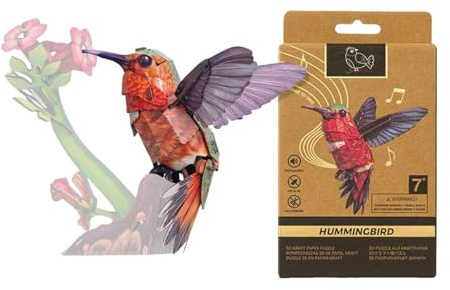 Kit de montage d'oiseaux 3D - Puzzle à faire soi-même - Pas de colle nécessaire - Puzzle facile à construire - Décoration de bureau pour bureau et maison - Cadeaux pour les amateurs d'oiseaux (D)