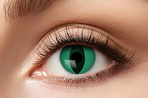 Eyecatcher 84065141-668 - Lentilles de contact colorées sans correction, 1 paire, pour 12 mois, vert, carnaval, Halloween