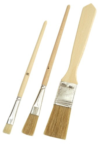 Mako Universalpinsel 3er-Set, helle Chinaborsten, Emaillelackpinsel Nr. 1, Gussowpinsel Nr. 10, Flachpinsel 25 mm