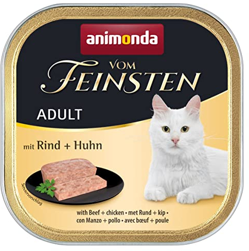 animonda vom Feinsten Katzenfutter nass mit Hühnchenleber (32 x 100g), getreidefreies Katzenfutter nass ohne Zucker, mit frischen, fleischigen Zutaten