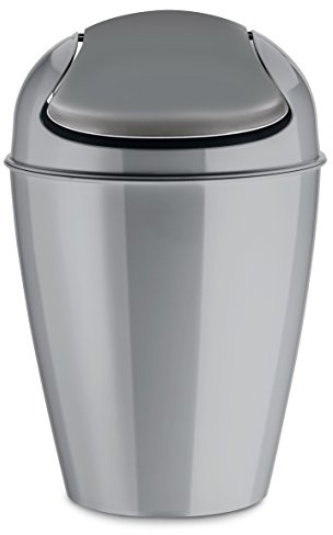 koziol Schwingdeckeleimer 5 L Del S, Kunststoff, solid cool grey, 21,6 x 21,6 x 37 cm