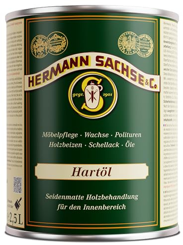 Hermann Sachse Trä behöver denna hårda olja | bänkskiveolja träolja | möbelolja för bord möbler | linolja, träskydd inomhus (2,5 liter)