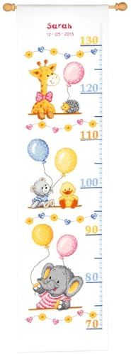 VERVACO Gezählter Kreuzstich Stickpackungen Höhendiagramm Kinder Feier zur Geburt Wanddekoration Handarbeit Set für Erwachsene Kreatives Handwerk ca. 18 x 70 cm Kreuzstichbilder Set Hausdeko