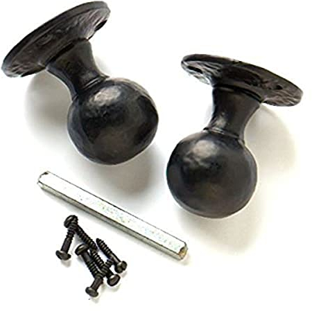 Merriway BH05675 Round Antique Door Knob Latch Set, 60 mm (2.3/8 Inch), Black