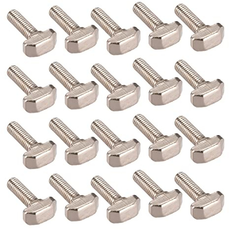 sourcing map M6 x 20 mm T-Nut-Drop-In-Bolzen aus Karbonstahl, europäischer Standard 30er-Serie, 20 Stück