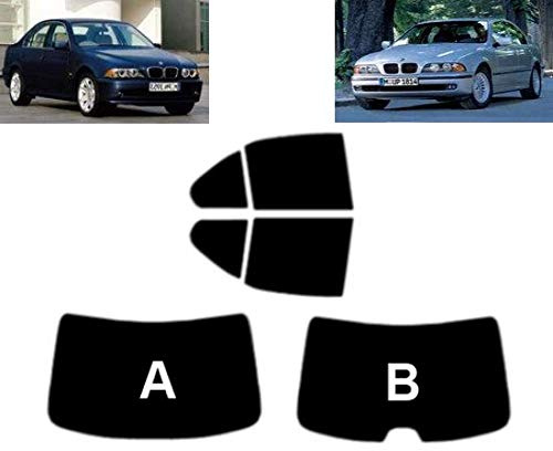Passgenaue Tönungsfolie für 5er E39 4-Türen Limousine 1995-2003 Heck/Seitenscheiben (05% Tiefschwarz, B)