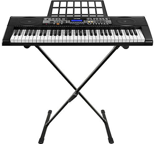 MAX KB3 61-Key Electric Keyboard with Stand, Music Keyboards for Learner, Built-In Speakers, Recording & Playback, LCD Display, Includes 6 Months Lessons for Beginners & Kids