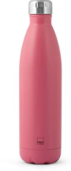 H&H Botella térmica de acero inoxidable 18/10 sin BPA, botella de agua reutilizable, para adultos y niños, termo de metal para bebidas calientes o frías con atractivo diseño, 750 ml, Fucsia