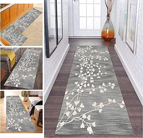 Läufer Teppich Flur Grau Korridor Modern rutschfest Designer, Küchenläufer TeppichLäufer Waschbar für Flur, Schlafzimmer, Wohnzimmer, Breite 60cm/ 70cm/ 80cm/ 90cm/ 100cm/ 110cm ( Size : 80x300cm )