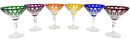 6 Bicchieri di Champagne in Cristallo - Assortimenti di 6 Colori - Service Roemer Diamant (17 cl) - Maison Klein Artisan du Cristal - Set Regalo - Firmato : Klein 54120 Baccarat France