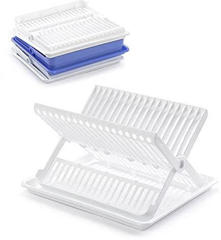 Tradineur - Escurreplatos de plástico con bandeja para agua, escurridor para hogar, 37 x 33 x 31 cm, color aleatorio