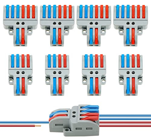 Dreamark 8 pezzi Compatto Connettore Morsetto Elettrico 2 Modelli Compatto Morsetti Cavo Connettore Per Conduttore Elettrico Morsettiera Filo Conduttori Assortiti Connettori a Filo/Morsetti