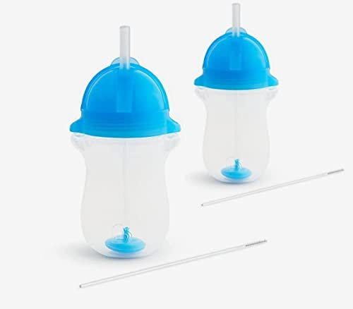 Munchkin Click Lock Tip and Sip Gewichteter Strohhalmbecher Trinkbecher mit Klickverschluss, 2 x 296 ml, Blau, 2 Stück
