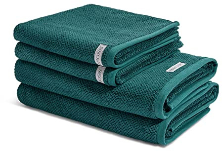 Ross - 4 teiliges Frottier-Set - Selection Bio-Baumwolle (2 X Handtuch 2 X Duschtuch im Set) - 540 g/m2 - Baumwolle - Frottee - saugstark - weich und flauschig - Moosgrün