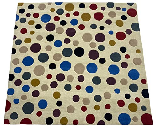 Bunt Beige Orientteppich Handgetuftete 100% Wolle Teppich Handgewebt 200x200 cm