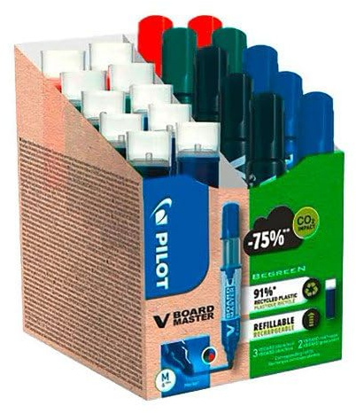 Pilot 575672 V-Board Master aus recyceltem Kunststoff, Marker mit verschiedenen Nachfüllungen, 1,7 mm, Spitze, 10 Stück