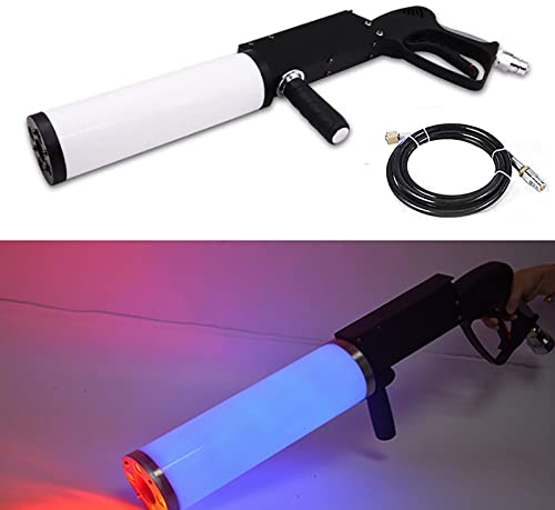 QJJML Nebelmaschine LED-CO2-Pistole Handheld-Cryo-Pistole DJ hält Coole Bühneneffekt-LED-Rauchpistole mit 3 m Gasschlauch