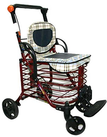 Fällbar fyrhjulsrullator med vadderad sits, höjdjusterbar, rörlig gånghjälp Ergonomiskt handtag och bärväska Double the comfort