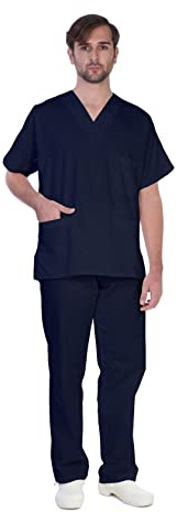 T.H. Service Divisa Sanitaria Scollo a V Senza Taglio Unisex | Medico, Infermiere, OSS (S, Blu Navy)