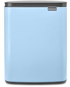 Brabantia - Cubo de basura Bo 12 L - Elegante y práctico - Tapa de apertura fácil y cierre suave - Higiénico, ahorra espacio - Asa de transporte - Para baño, oficina en casa y dormitorio - Dreamy Blue
