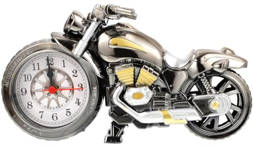 Garneck Vintage Quarzuhr Motorrad Modell Tischuhr Als Desktop-Wecker Dekorative Home Desk Uhr Für Schlafzimmer Wohnzimmer Café Bar Und Hotel 22.00 X 12.00 X 5.50 cm