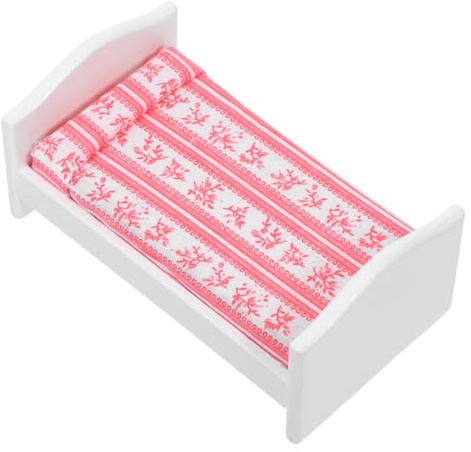ibasenice Mini-Haus-Bett für Puppenhaus, 13 cm, aus Holz mit realistischem Design & Stabiler Konstruktion für Schlafzimmerdeko, Puppenstuben & Bastelprojekte