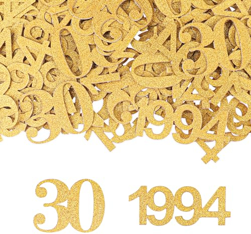 GoldRock Konfetti 30. Geburtstag Deko 1994 - 100 Stück Tischdeko Gold, 3,4-4,9cm Groß - Für Mann Und Frau, Streudeko, Luftschlangen - 30er Feier