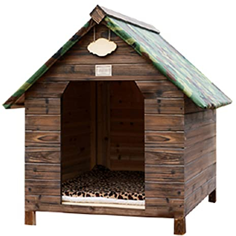 Regenfeste Hundehütte für den Außenbereich, Hundekäfig aus Holz, karbonisierte, wetterfeste Hundehütte, geeignet für kleine und mittelgroße Haustiere (38.97×36.22×37.40in)