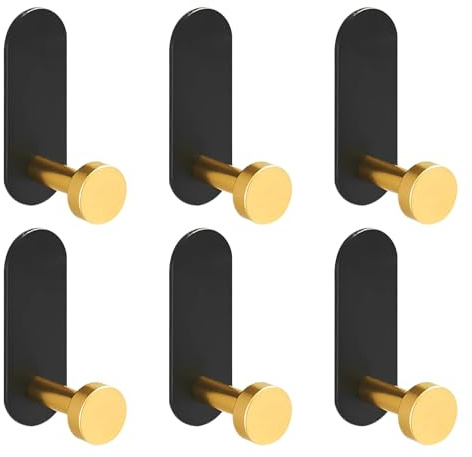 NYGGTYK 6er-Pack Wandhaken Aus Metall, Kleiderhaken Hinter Der Tür, Handtuchhaken, Haken Ohne Lochung, Regenschirmhaken, Wasserdichte Und Rostfreie Haken Für Küche, Badezimmer