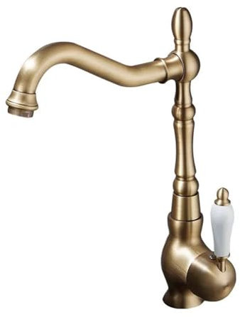 Wasserhahn Bad Waschtischarmaturen Bronze (Retro Antik Stil Messing 360° Drehbar Einhandmischer Mischbatterie, Hoch)