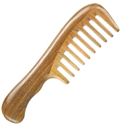 Ipetboom Peigne Large Dents En Bois De Santal Pour Massage Du Cuir Chevelu Accessoire Spa Capillaire Portable Pour Cheveux Bouclés Et Crépus Démêlage Et Relaxation