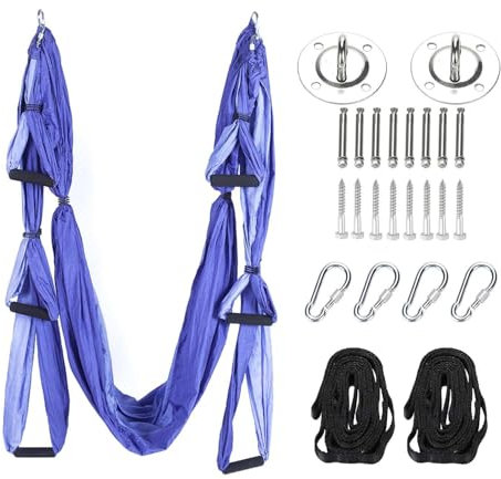 Yoga Hammock Set Aerial, Aerial Yoga Towel, Aerial Yoga Hammock Swing with Carrying Bag and Extension Straps, Yoga Vertical Towel, Swing Towel, Yoga Towel for Hanging(Hellviolett)