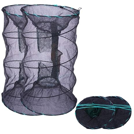EASY BIG Portable Collapsible Crab Traps, Foldable Crabbing Nets for Lobster, Shrimp, Carp, Crayfish, Galvanized Steel Wire, Polyethylene Mesh