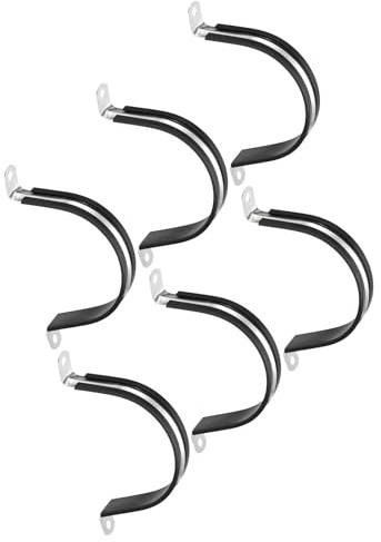 TOP-VIGOR 6Pcs 77mm(3) Cable Clamp, Rubber Pipe Strap Rubber Cushioned 304 Stainless Steel Hose Clamp U Shape Metal Clamp Tube Holder for Fixing Tube Pipe Wire