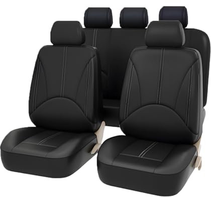 JNNJ 9 Pièces Housses de Siège Avant et Arrière, Ensemble complet de Voiture Imperméables Cuir, Housses De Siège De Voiture En Cuir Anti-Poussière Respirant Housses De Siège Ensemble Complet