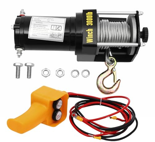 Levkitch Elektrische Seilwinde 12V Vertikale Hebekraft 300kg 6m Seil Winde Motorwinde Seilzug Elektrowinde Hebezug für Fahrzeuge Anhänger und Boote