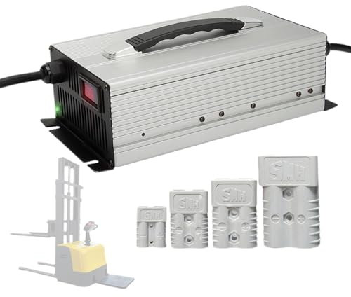 WLEJSL Chargeur Batterie Chariot Élévateur 12 V 45 A avec Prise Anderson 50 A/120 A/175 A/350 A Chargeur Batterie Plomb avec Charge Maintien, Affichage LED Transpalette Électrique,120A