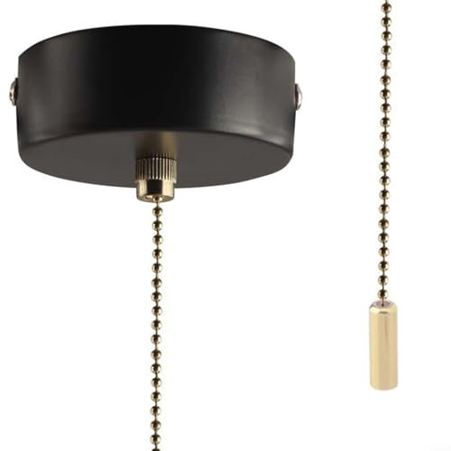 HOHOVYVY Zugschalter Mit Schnur,Zugschnur-Lichtschalter Badezimmer Deckenleuchte Zugschnur-Schalter Mit 200CM Kette(Black)