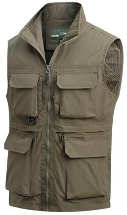 MeiLayM Uomo Gilet da Pesca All'aperto Multi-Tasca Casual Sportivo - Giacca Leggera Traspirante Senza Maniche per Lavoro, Caccia e Campeggio