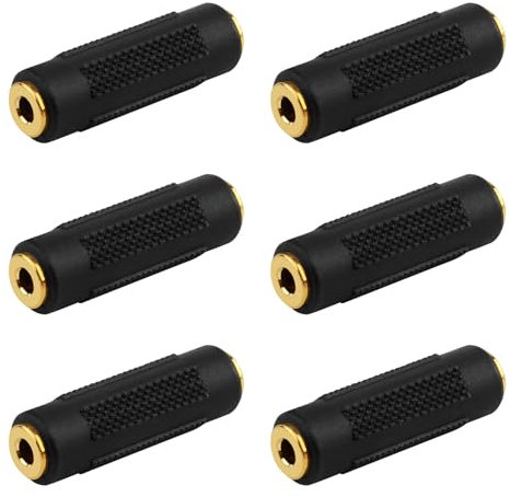 6Pcs 3.5mm Female to Female Coupler, 1/8 Inch Stereo Audio Adapter Gold Plated Audio Coupler Aux Cord Adapter Gender Converter Headphones Jack Connector Cable Extender for Audio Stereo Cable Speakers