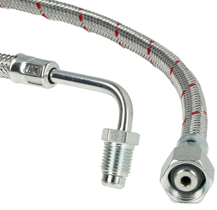 tecuro Universal - Ölschlauch mit losem 1/4 Zoll Dichtnipppel 90° x 3/8 Zoll Überwurfmutter - konisch dichtend x 1000 mm