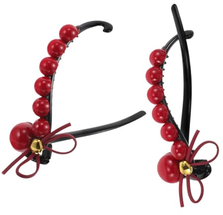 Beaupretty 2 Pezzi Fermagli Per Con Fiocco Rosso Perline Accessori Per Per Donne Fermaglio Per Treccia Intrecciata Per Una Presa Sicura Per Acconciature Eleganti E Alla Moda