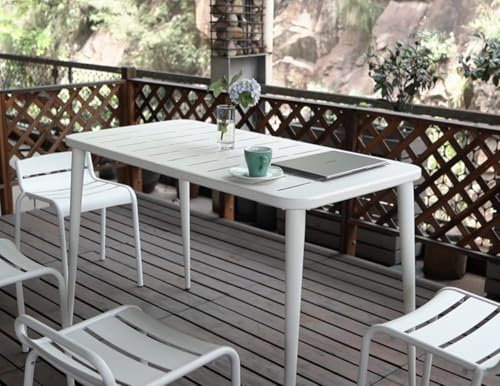 BOKKOLIK Moderner Gartentisch, Metall, 120 x 60 x 76 cm, für 4-6 Personen, Innen- und Außenbereich