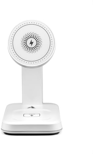 FixRix 3-in-1 kabellose Ladestation 15W mit LED-Licht weiß – Qi Ladegerät mit Nachttischlampe, Touch-Steuerung, LED-Anzeige & Schutzfunktionen, ideal für Nacht & Büro