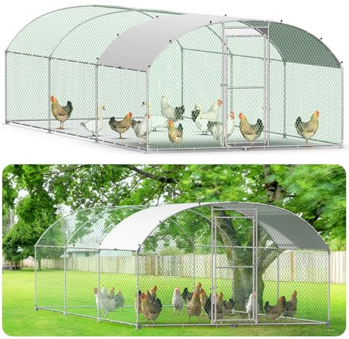 Hühnerstall 3x6m Hühnergehege Freilauf groß mit Dach – wetterfestes Freilaufgehege Hühner, Voliere Hühner, Kaninchengehege, Hühnerkäfig aus Stahl, Winterfest & UV-geschützt