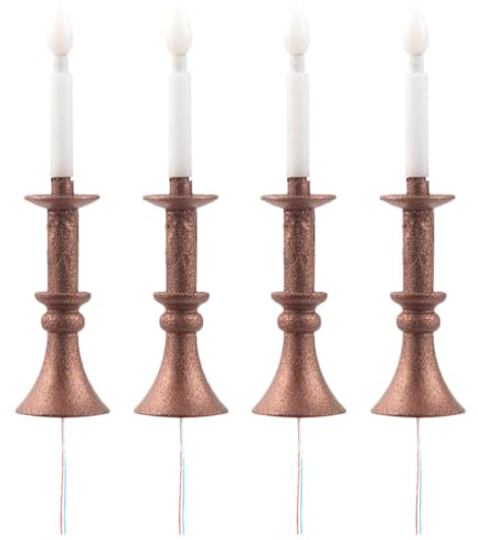 SEWOART 4 Piezas Mini Velas Lámparas Miniatura con Luz Cálida Adornos para Maquetas y Materiales para Mesas de Arena y de Color Bronce Antiguo